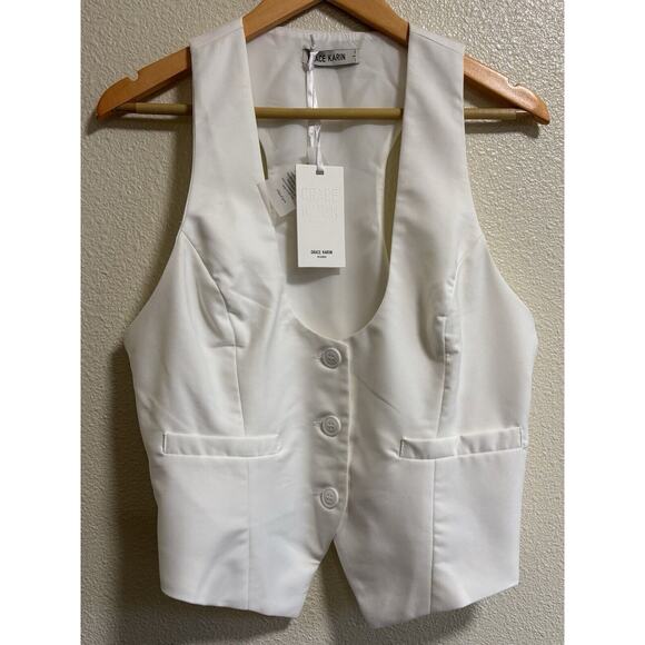NWT GRACE KARIN Women's Sz L White Waistcoat Vest Steampunk Cosplay Renaissance - Picture 1 of 10